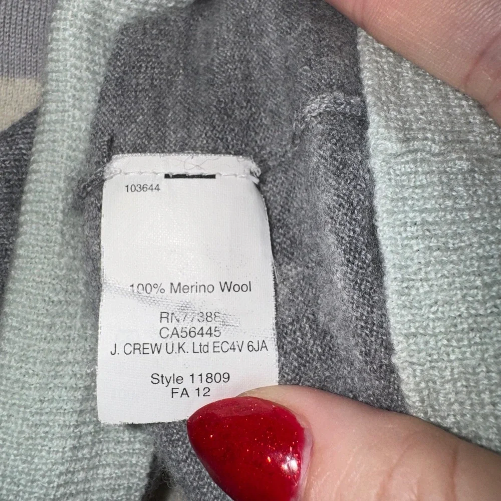 J‎ Crew Striped Merino Wool 3/4 Sleeve Sweater XS